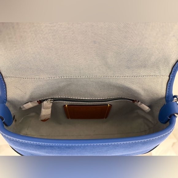 Coach SoHo Flap Bag in Mist Blue Suede and Silver Hardware - Picture 8 of 13
